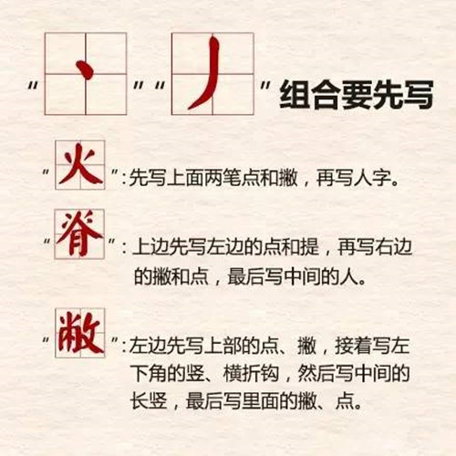 筆畫順序點(diǎn)撇組合